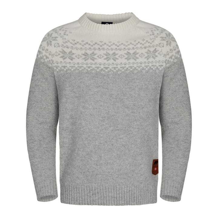 Gridarmor Men's Snøkrystall Round Neck Ullgenser Light Grey/White Gridarmor