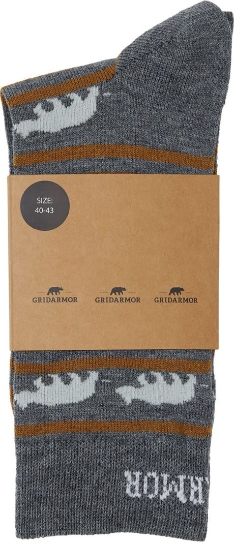 Gridarmor Striped Bear Merino Socks Grey/Beige/White Gridarmor