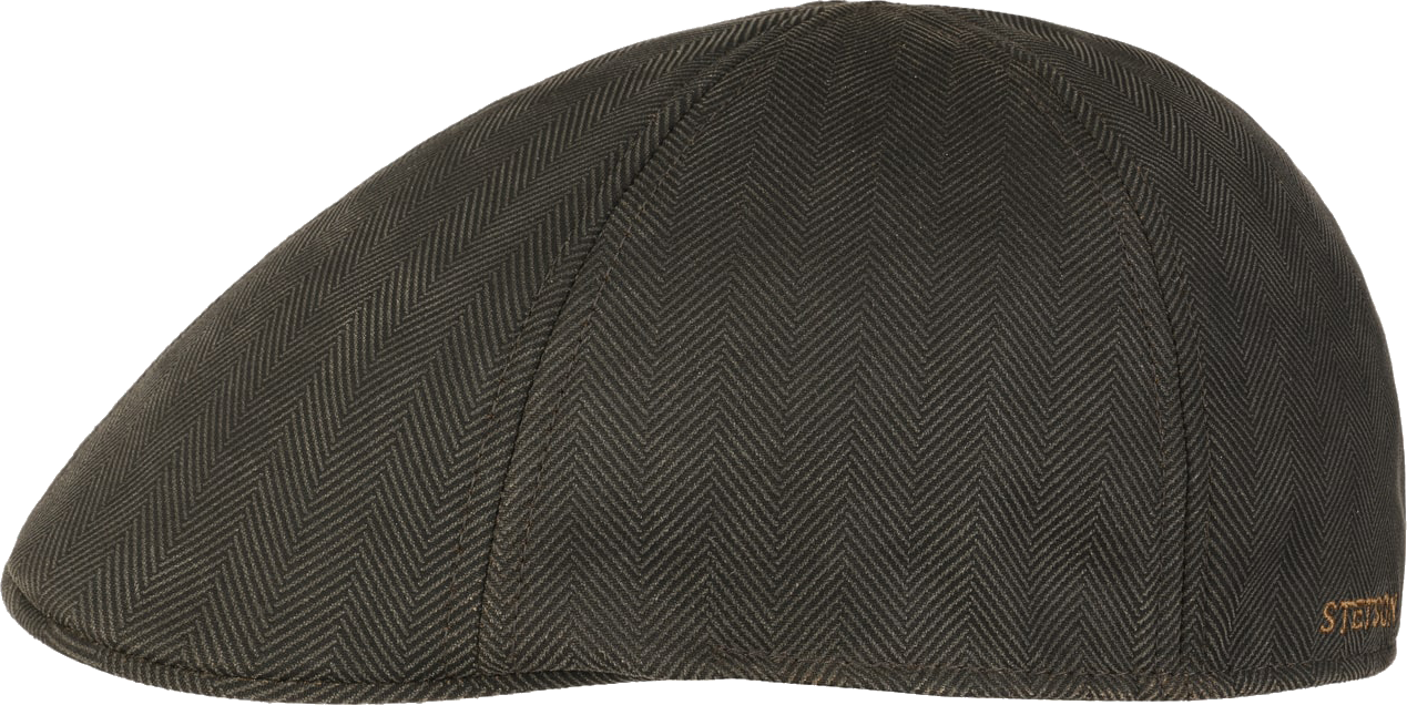 Stetson Men’s Herringbone Duck Flat Cap Mud-Black