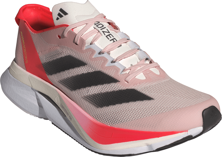 Adidas Women's Adizero Boston 12 Shoes Sandy Pink/Aurora Met./Solar Red Adidas