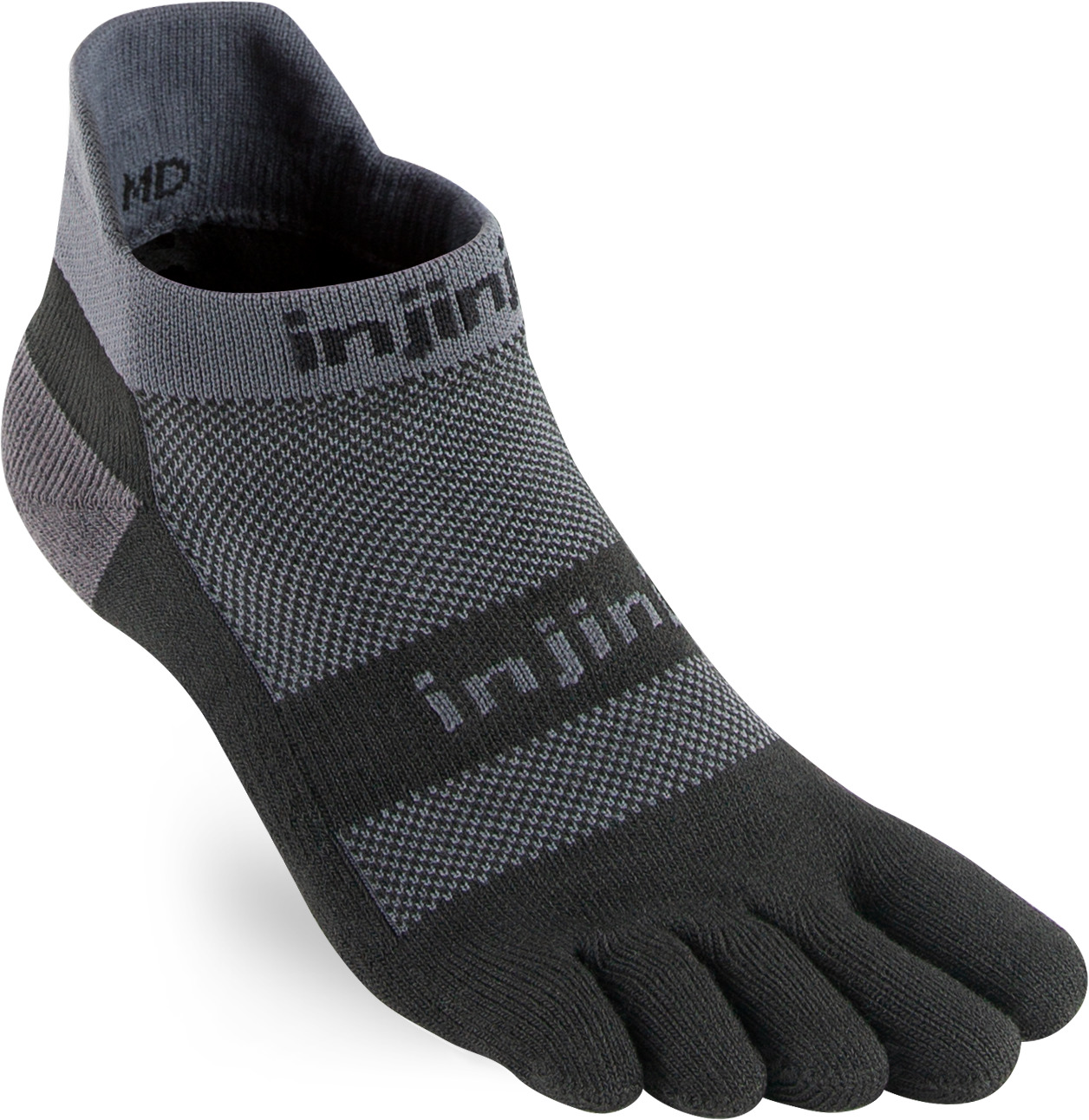 Injinji Men’s Run Midweight No Show Coolmax Black Gray