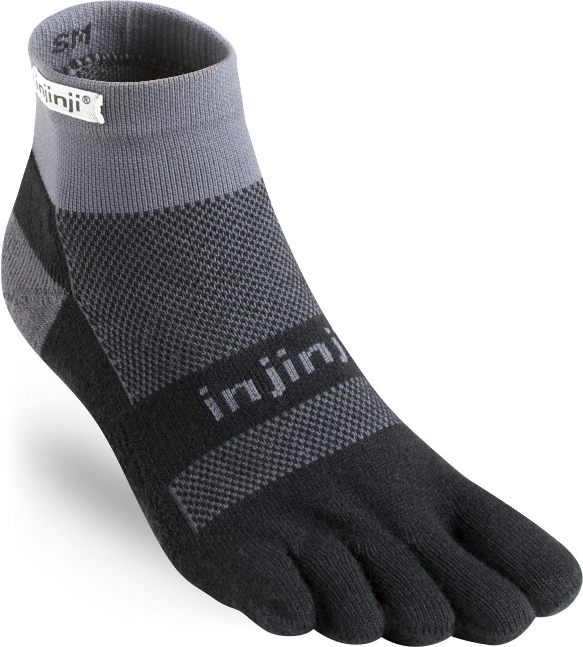 Injinji Men’s Run Midweight Mini-Crew Black Gray