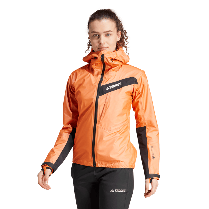 Adidas Women's Terrex Techrock Light GORE-TEX Active Rain Jacket Semi Impact Orange Adidas