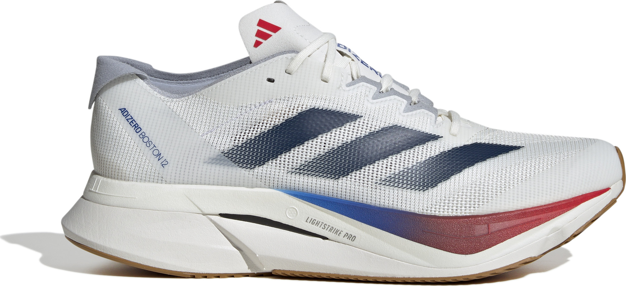 Adidas Men’s Adizero Boston 12 Cloud White/Dark Blue/Purple Red