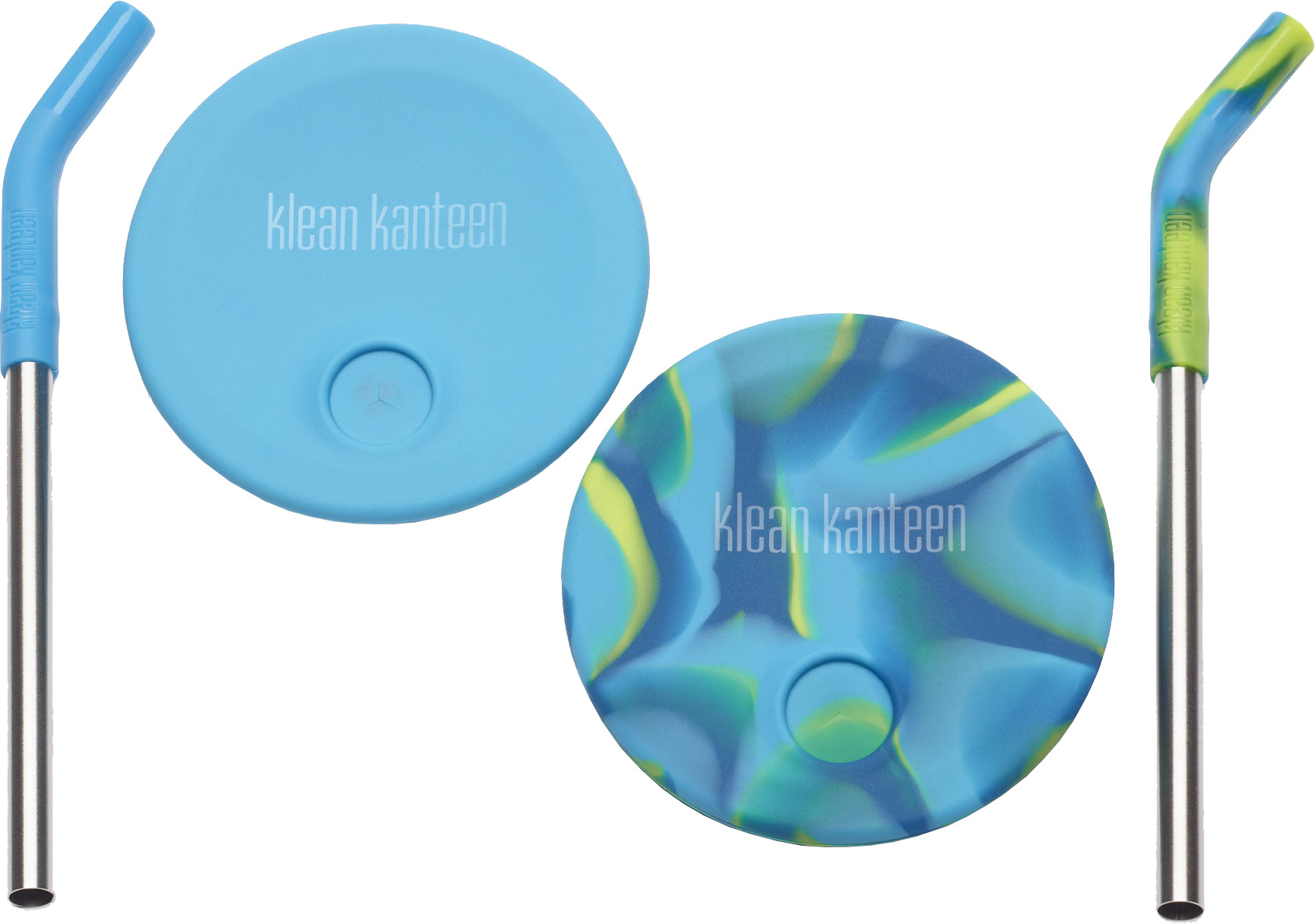 Klean Kanteen Kid Cup Straw Lid 2-Pack Blue Tie Dye