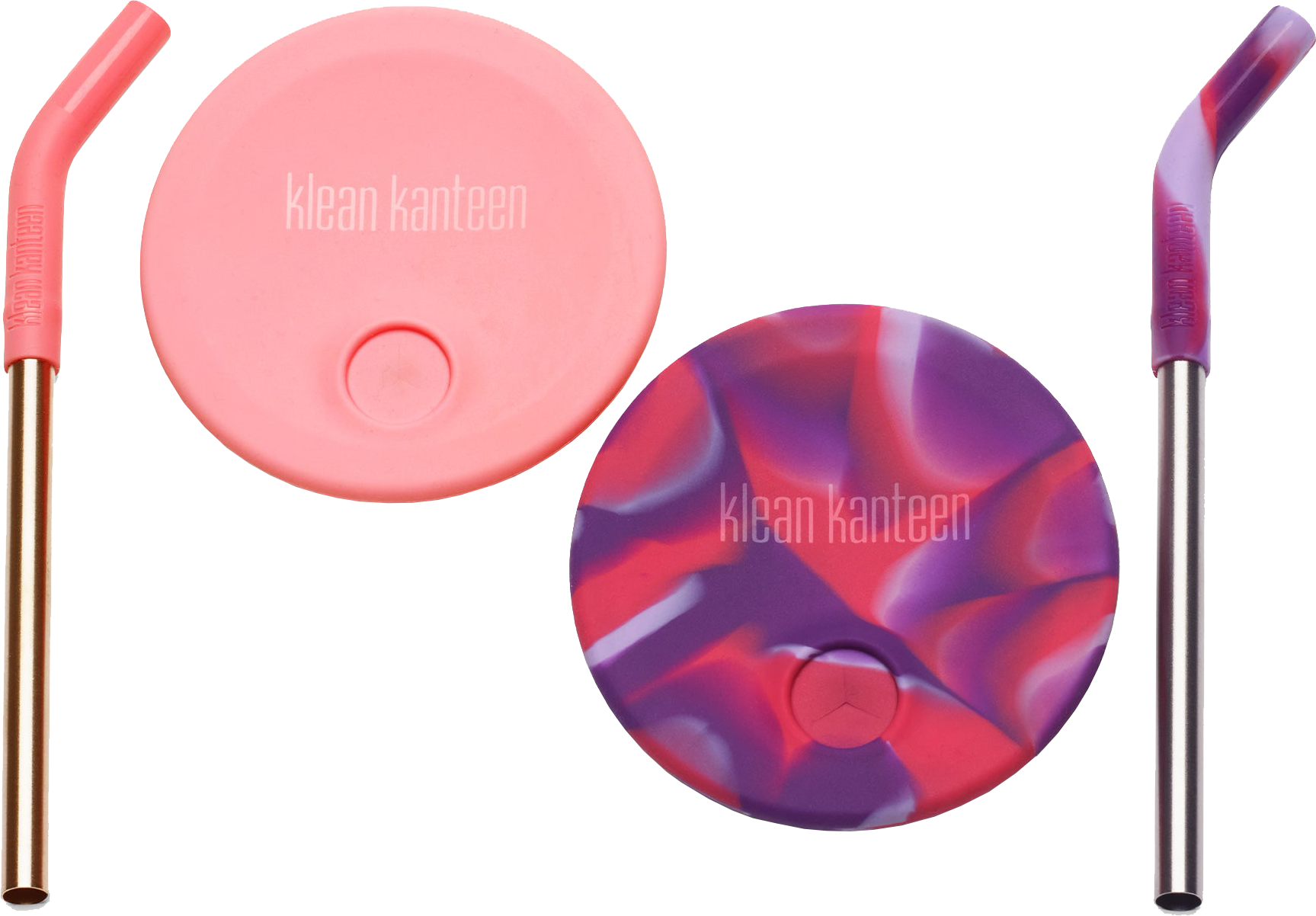 Klean Kanteen Kid Cup Straw Lid 2-Pack Pink Tie Dye