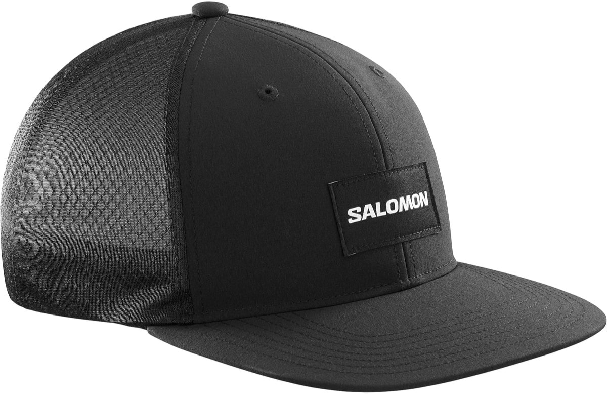 Sun Hat | Trucker Flat Cap Deep Black | Salomon