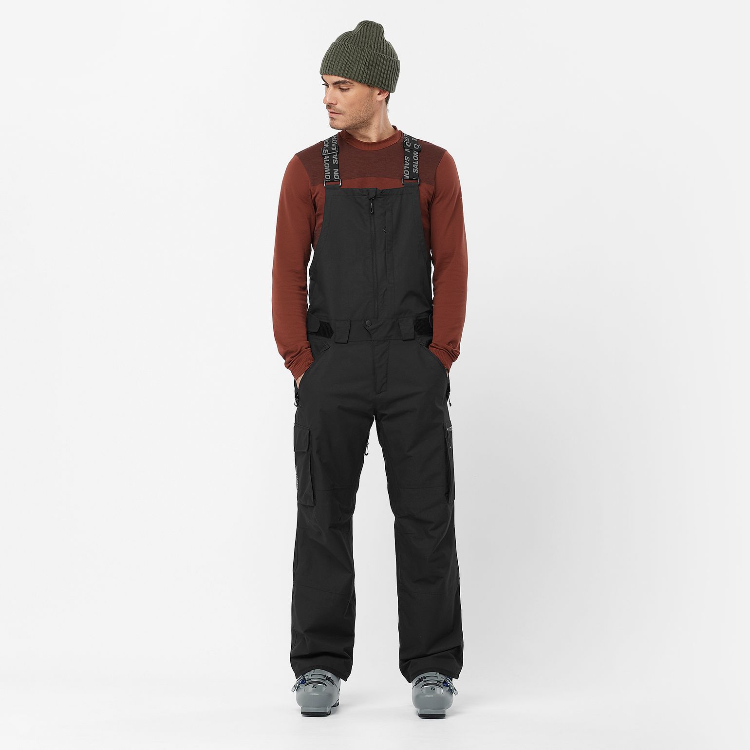 Salomon Men's Transfer Bib Pant Shitake/Deep Black