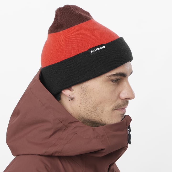 Salomon Flatspin Reversible Beanie Deep Black / Cherry Tomato / Rum Raisin Salomon