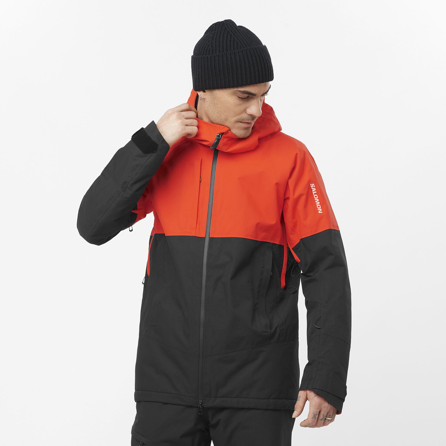 Salomon Men's Transfer Puff Jacket Cherry Tomato/Deep Black