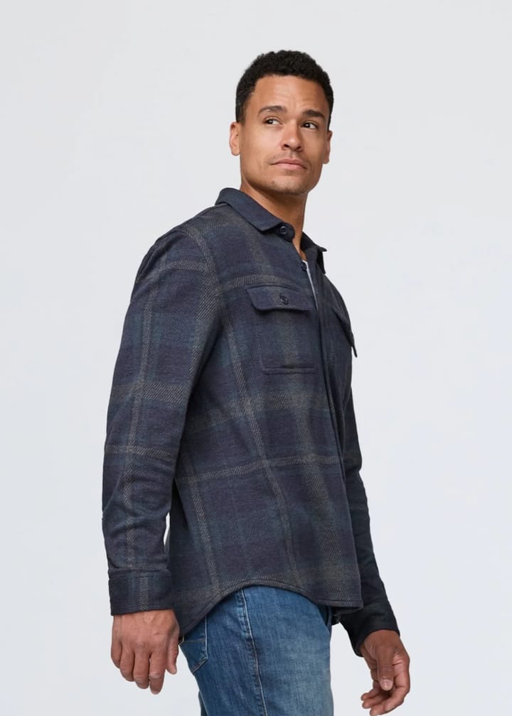 Duer Performance Flannel Button Down Heather Blue Plaid Duer