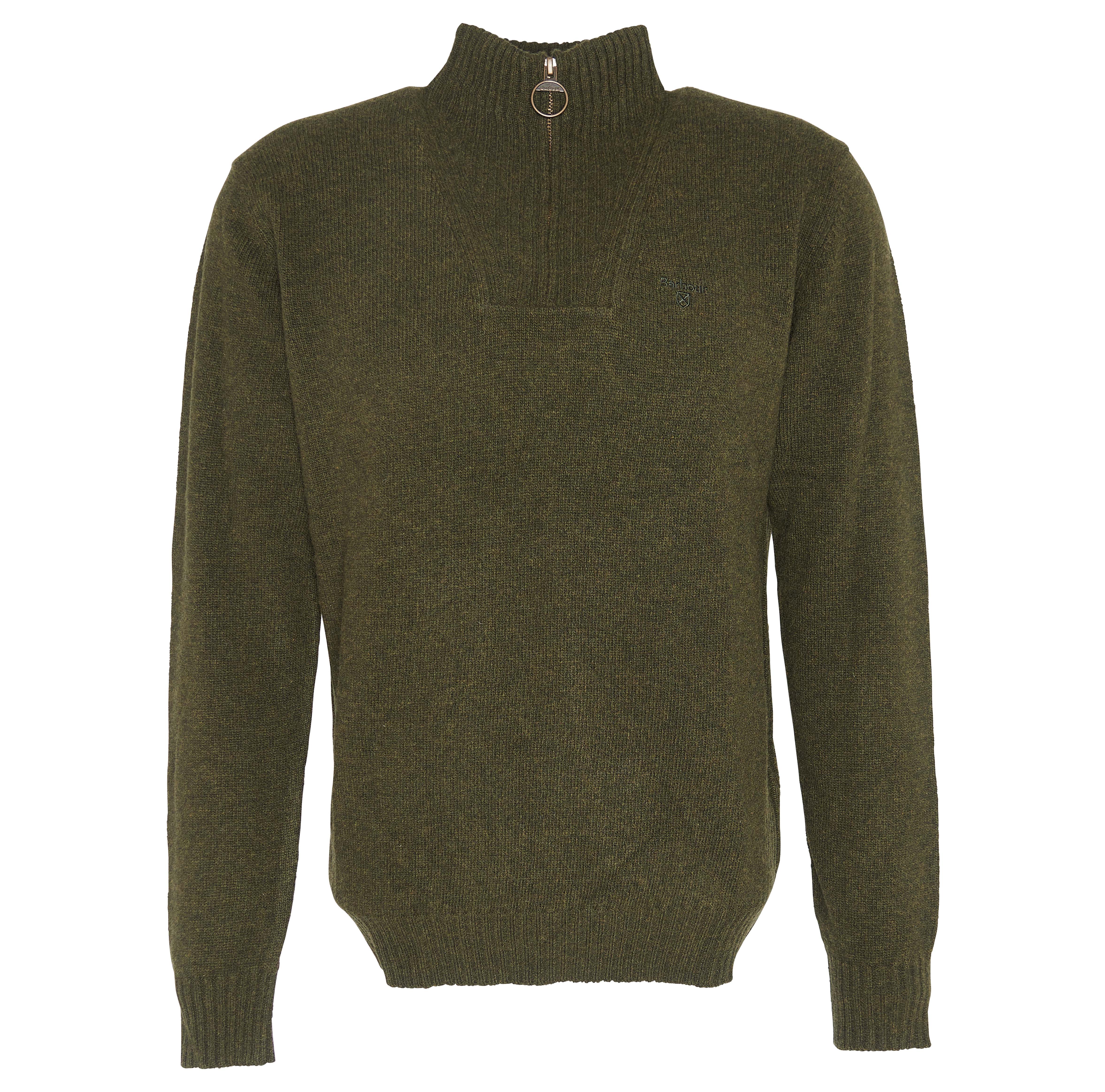 Barbour Men’s Essential Lambswool Half Zip Knitted Jumper Seaweed