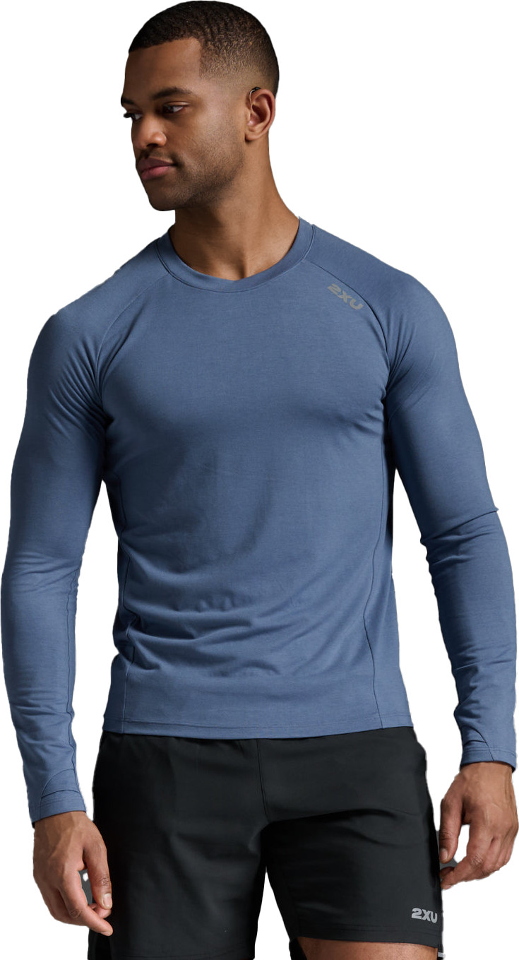 2XU Men’s Ignition Base Layer Long Sleeve Indigo/Silver Reflective