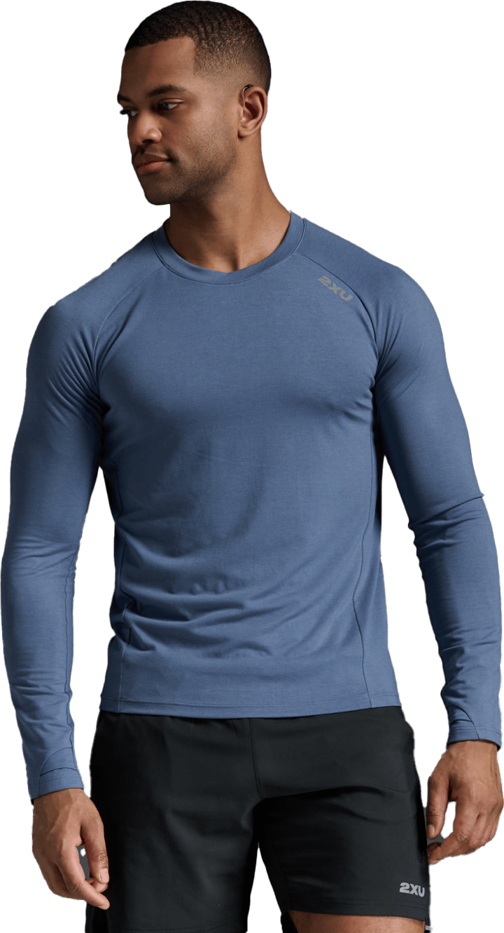 2XU Men's Ignition Base Layer Long Sleeve Indigo/Silver Reflective 2XU