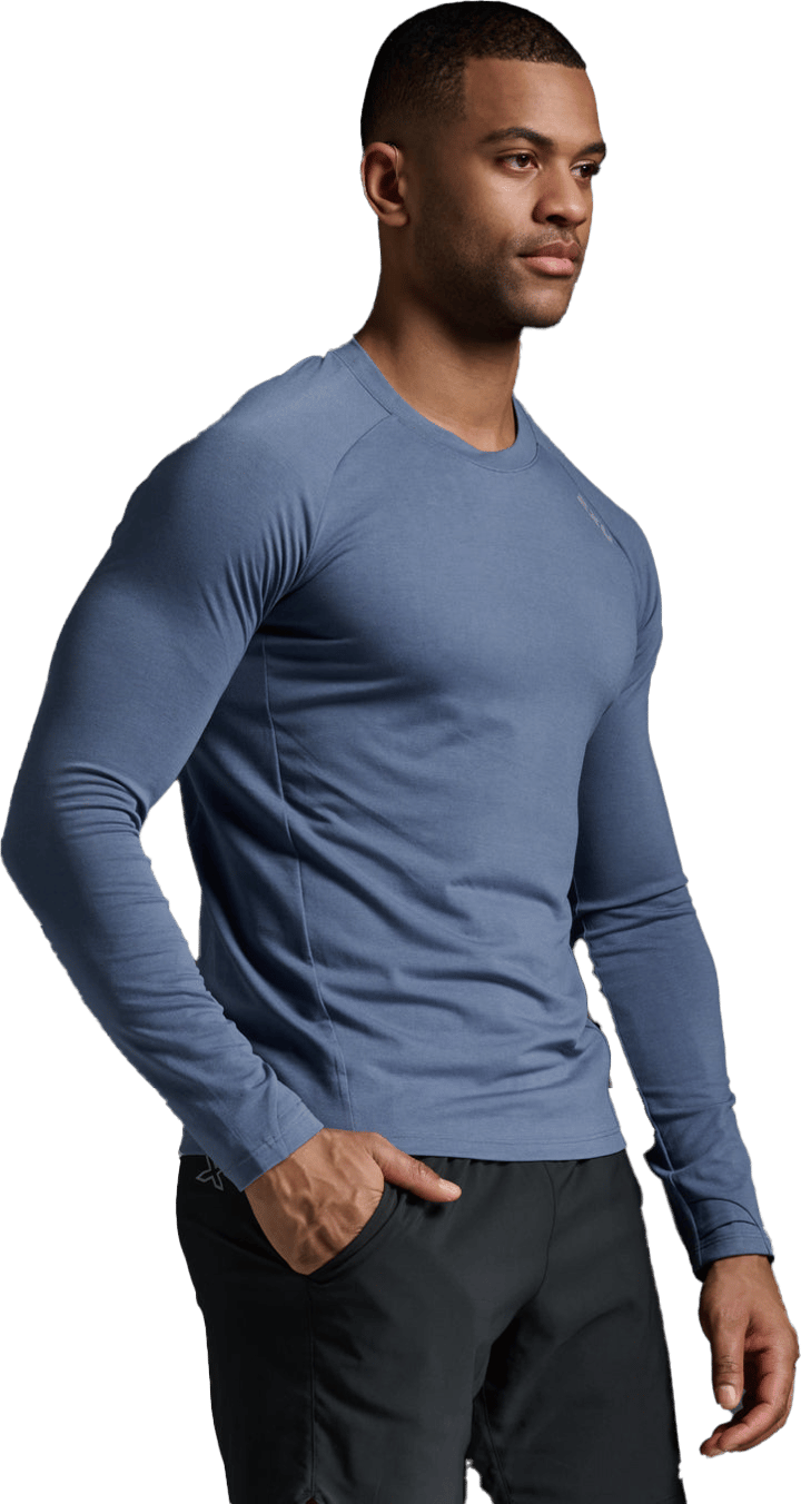 2XU Men's Ignition Base Layer Long Sleeve Indigo/Silver Reflective 2XU