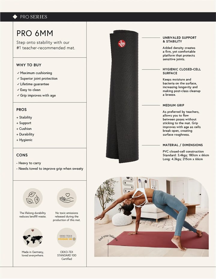 Manduka PRO Yoga Mat 215 Black Manduka