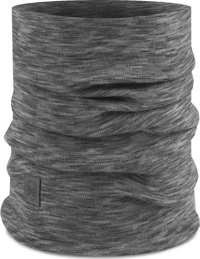 Buff Merino Heavyweight Neck Warmer Fog Grey Multi Strip