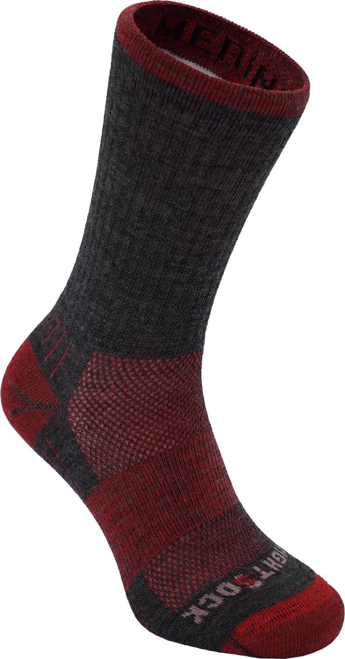 Wrightsock Merino Escape Crew Anti Blister System Grey/Fire Wrightsock