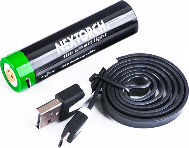 NexTorch Laddningsbart 18650,3400 Mah Med Inbyggd Usb-Laddport Inkl Laddkabel Black