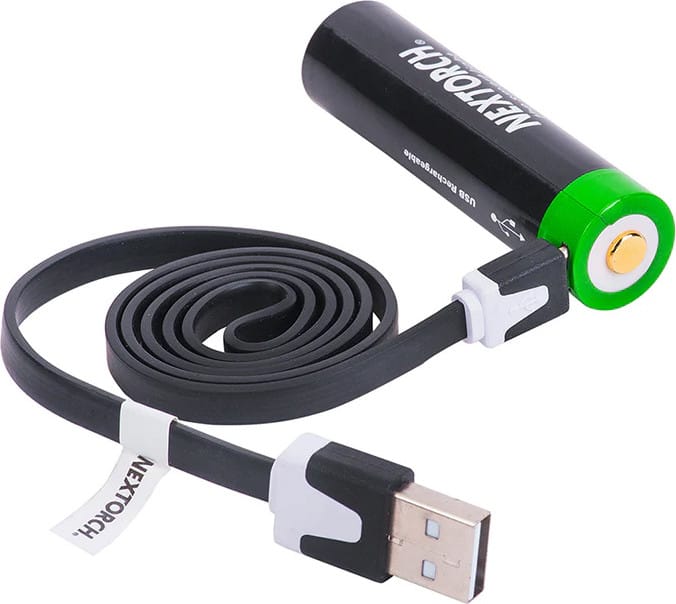 NexTorch Laddningsbart 18650,3400 Mah, Med Inbyggd Usb-Laddport Inkl Laddkabel Black NexTorch