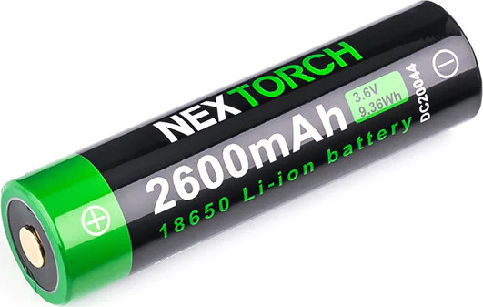 NexTorch Laddningsbart Batteri 18650 2600 Mah integread laddport Black