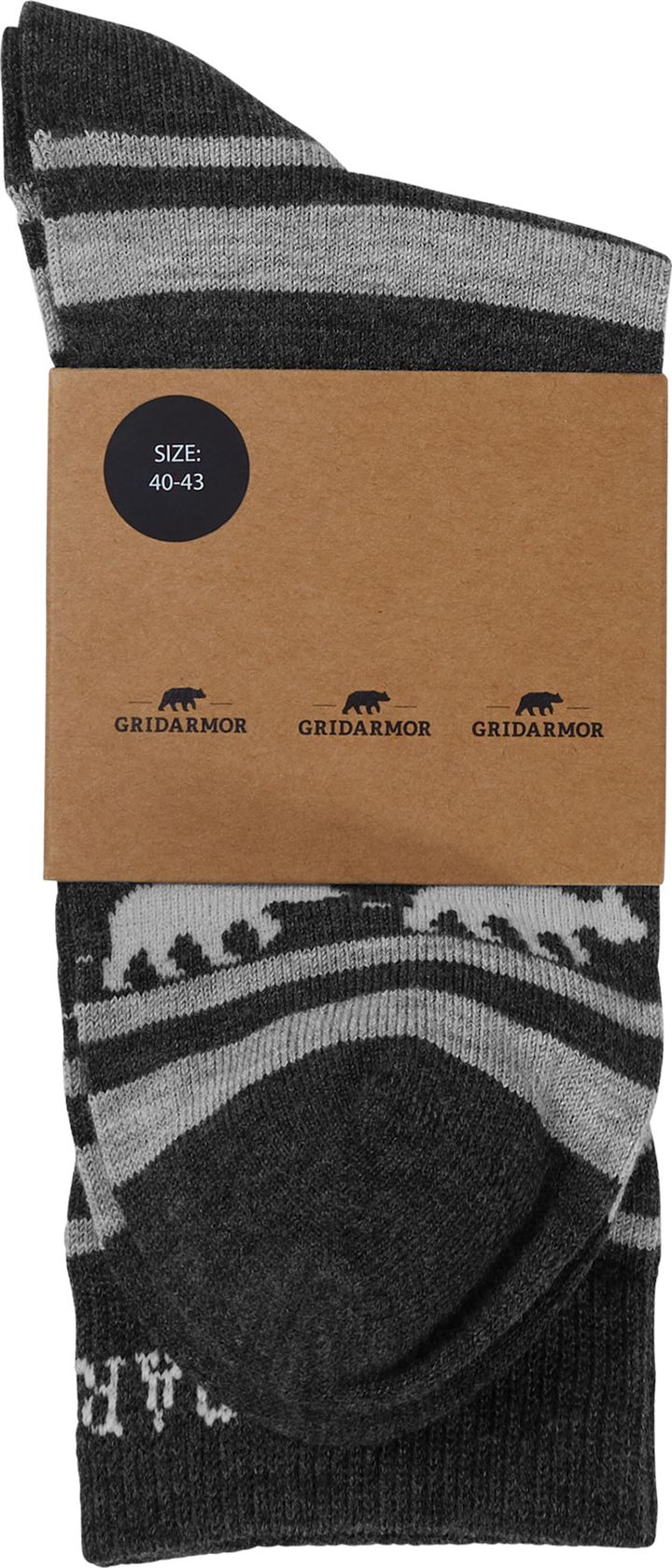 Gridarmor Striped Bear Merino Socks Dark Grey Melange Gridarmor