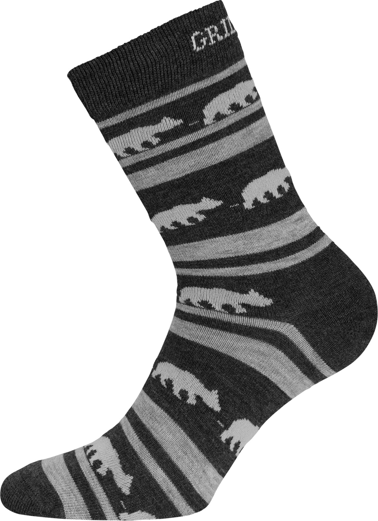 Gridarmor Striped Bear Merino Socks Dark Grey Melange