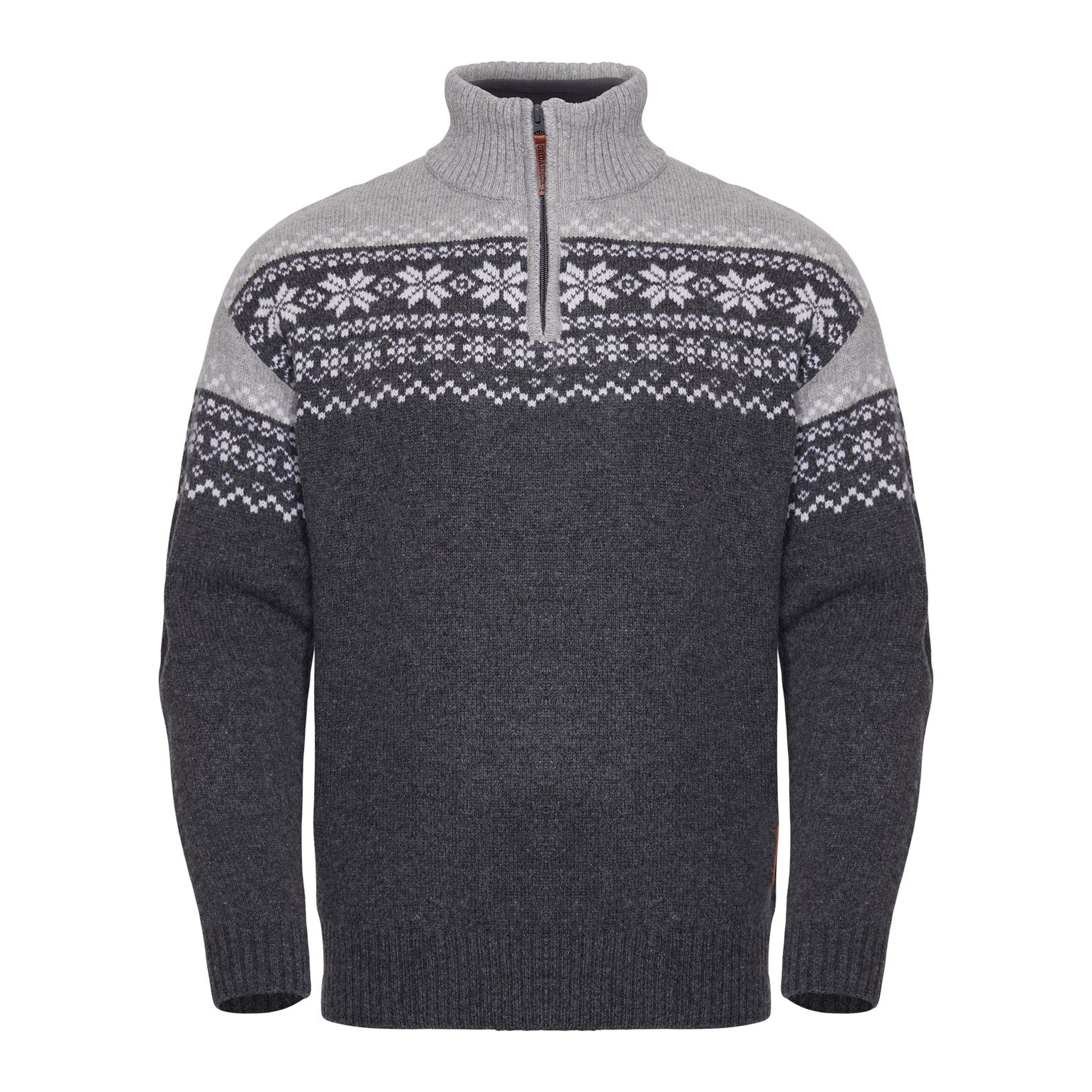 Gridarmor Men's Snøkrystall Half Zip Ullgenser Dark Grey/Light Grey/White