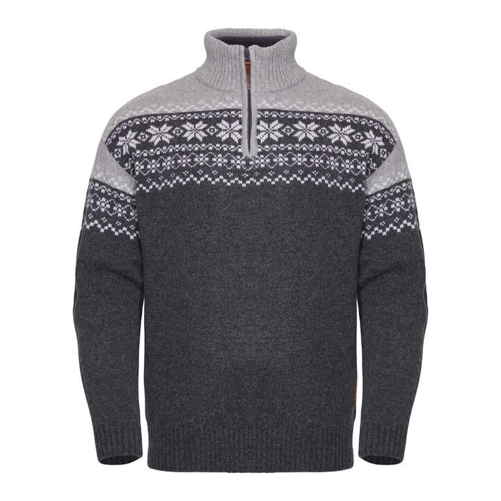 Gridarmor Men's Snøkrystall Half Zip Ullgenser Dark Grey/Light Grey/White Gridarmor