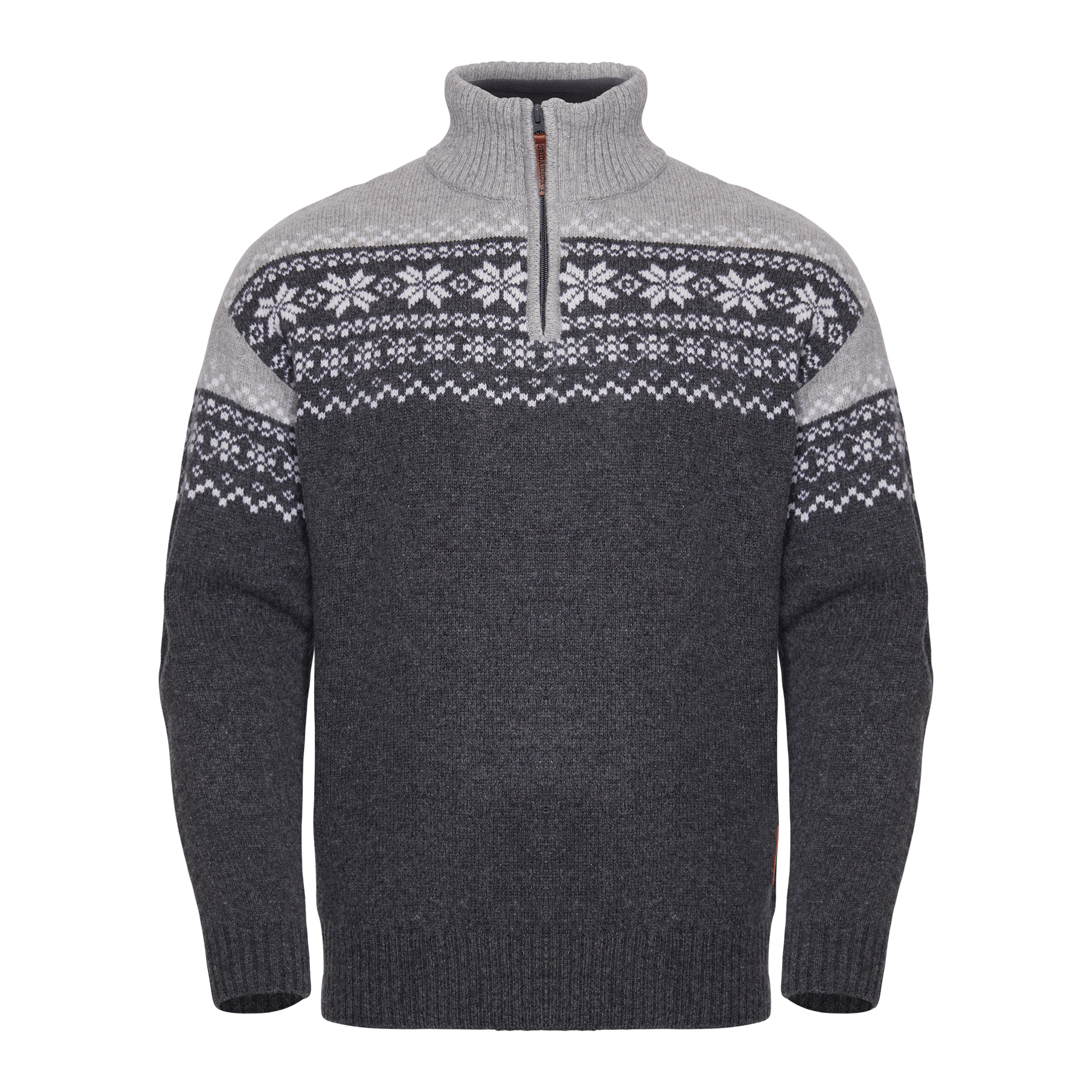 Gridarmor Men’s Snøkrystall Half Zip Ullgenser Dark Grey/Light Grey/White