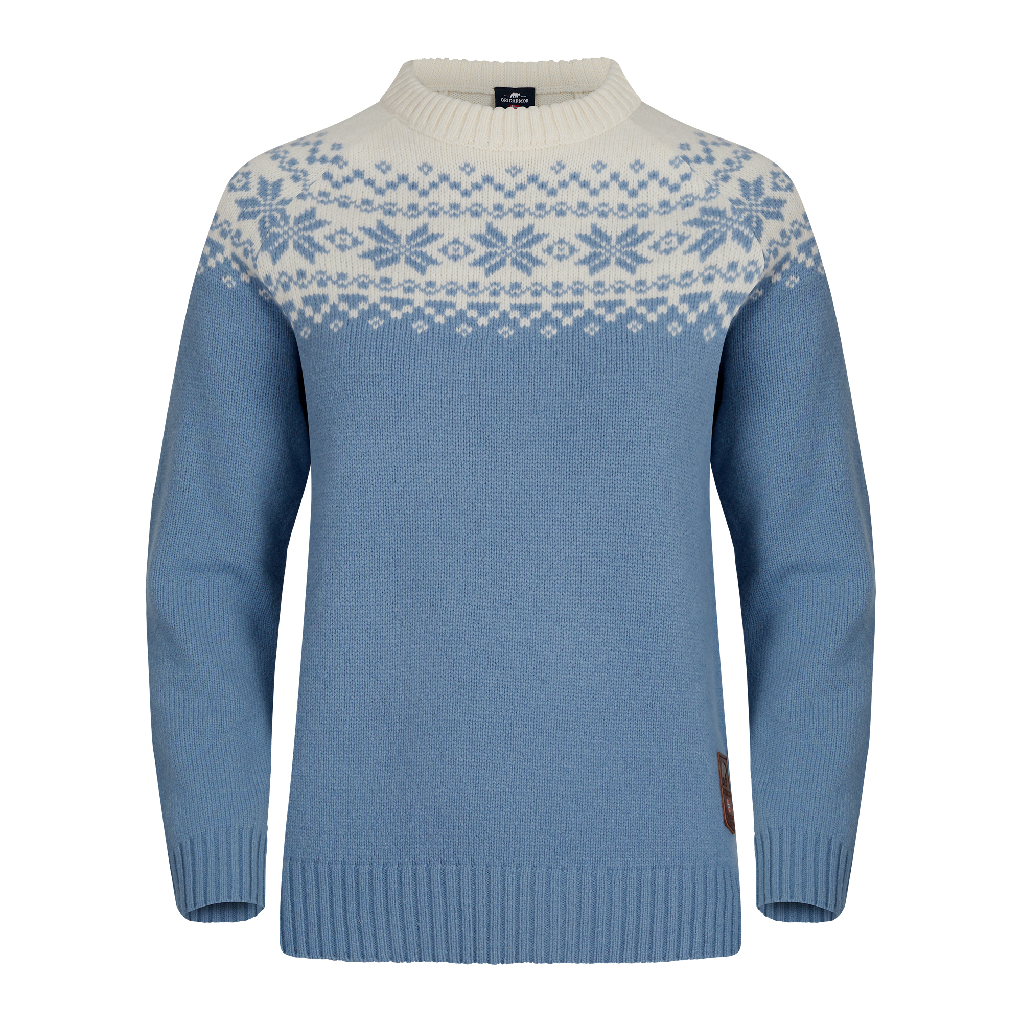 Gridarmor Women’s Snøkrystall Round Neck Ullgenser Lt. Blue/White