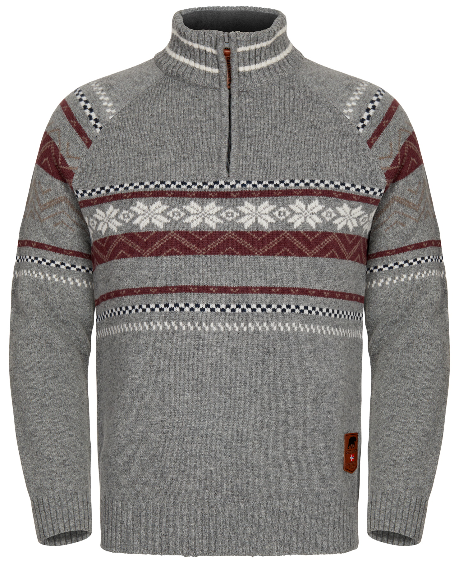 Gridarmor Men’s Snøstjerne Half Zip Ullgenser Grey Melange