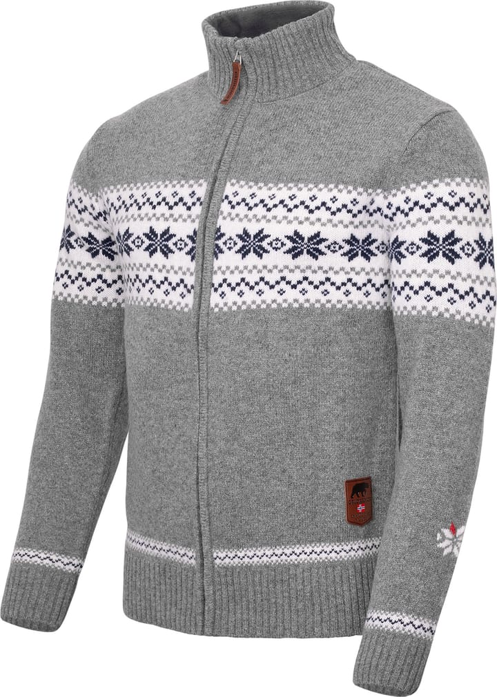 Gridarmor Men's Snøstjerne Full Zip Ullgenser Mid Grey Melange Gridarmor