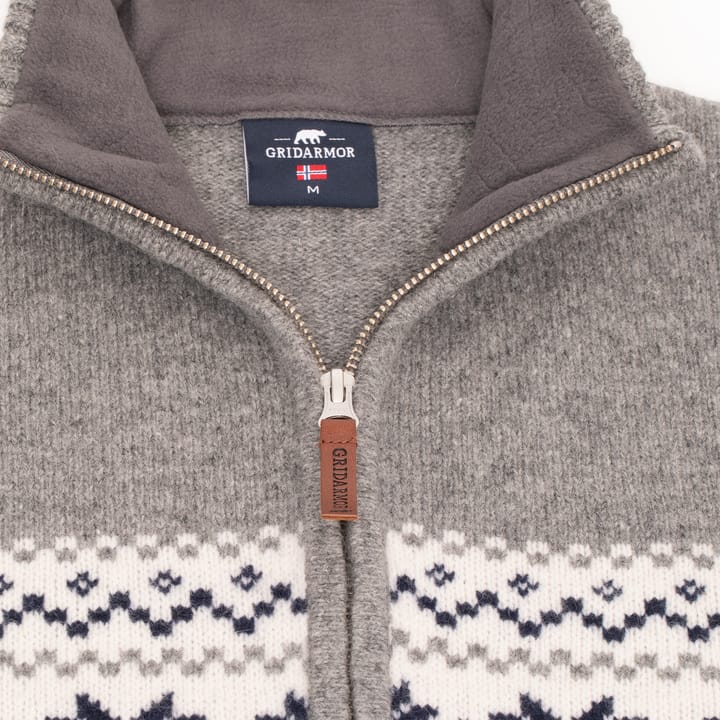 Gridarmor Men's Snøstjerne Full Zip Ullgenser Mid Grey Melange Gridarmor