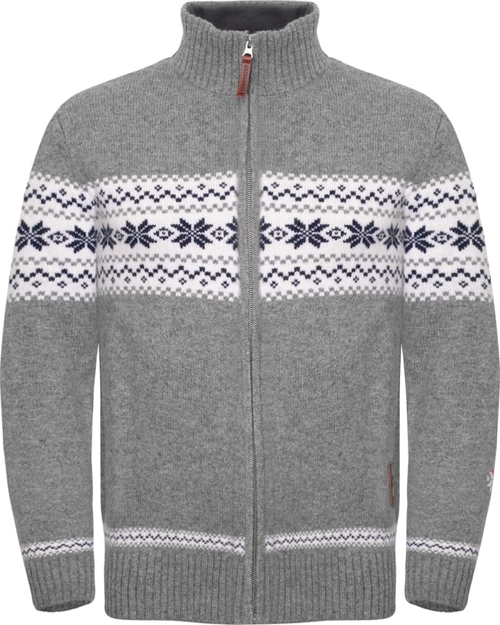 Gridarmor Men's Snøstjerne Full Zip Ullgenser Mid Grey Melange Gridarmor