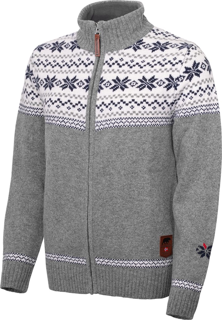 Gridarmor Women's Snøstjerne Full Zip Ullgenser  Mid Grey Melange Gridarmor