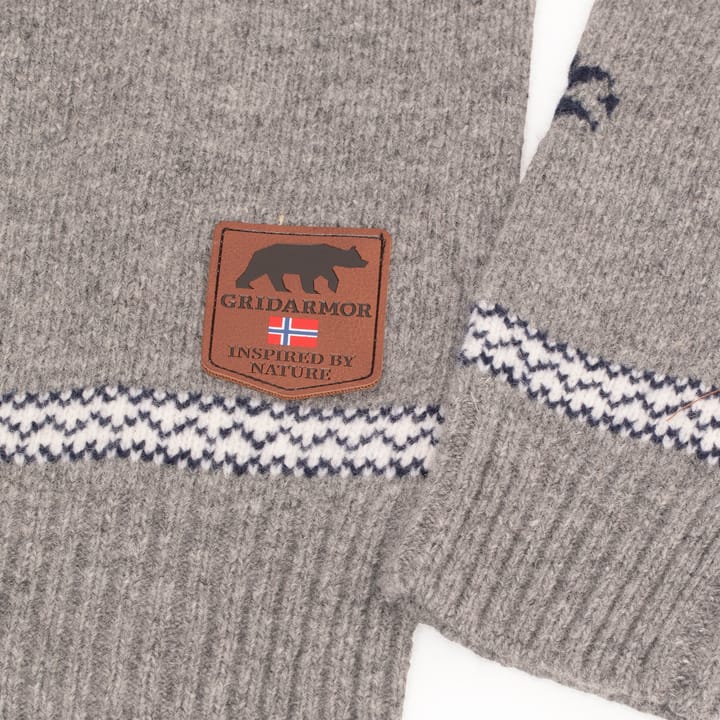 Gridarmor Men's Snøstjerne Full Zip Ullgenser Mid Grey Melange Gridarmor