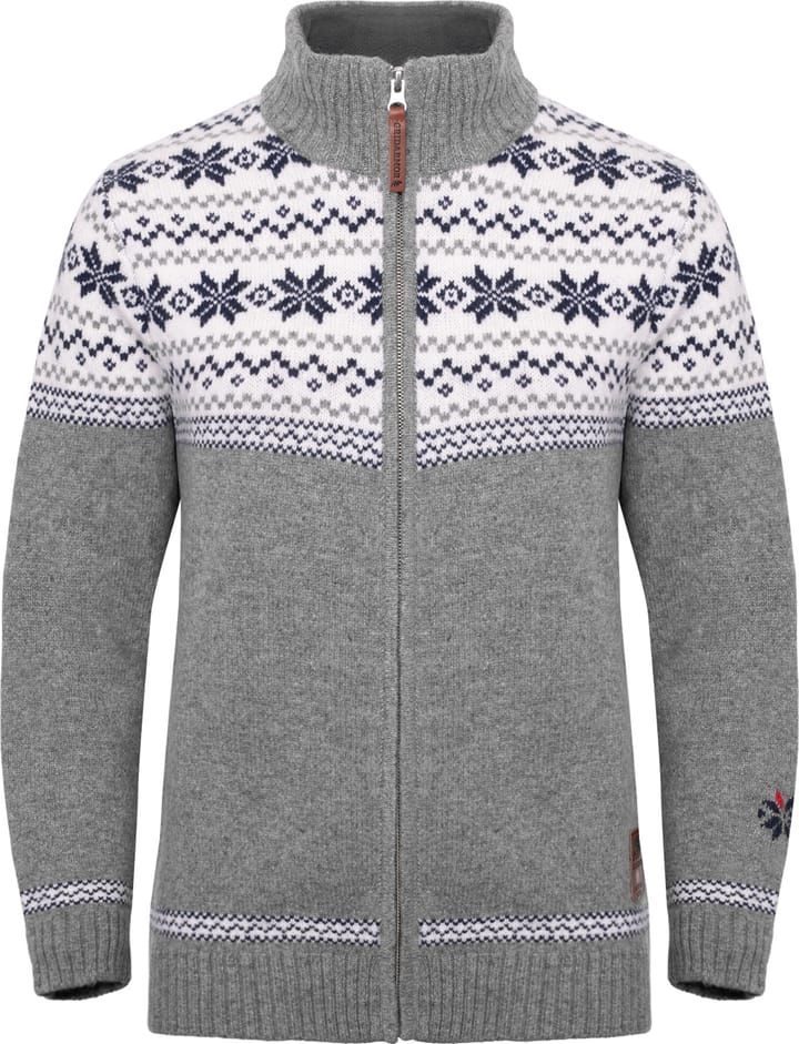 Gridarmor Women's Snøstjerne Full Zip Ullgenser  Mid Grey Melange Gridarmor