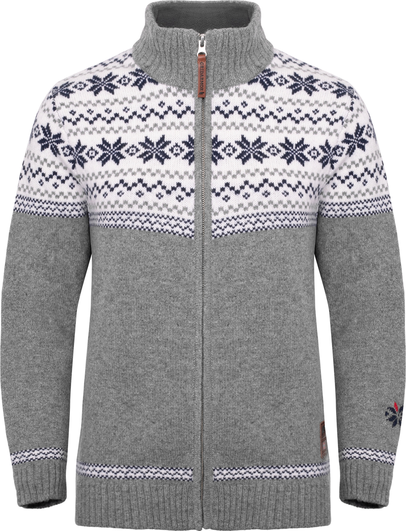 Gridarmor Women’s Snøstjerne Full Zip Ullgenser  Mid Grey Melange