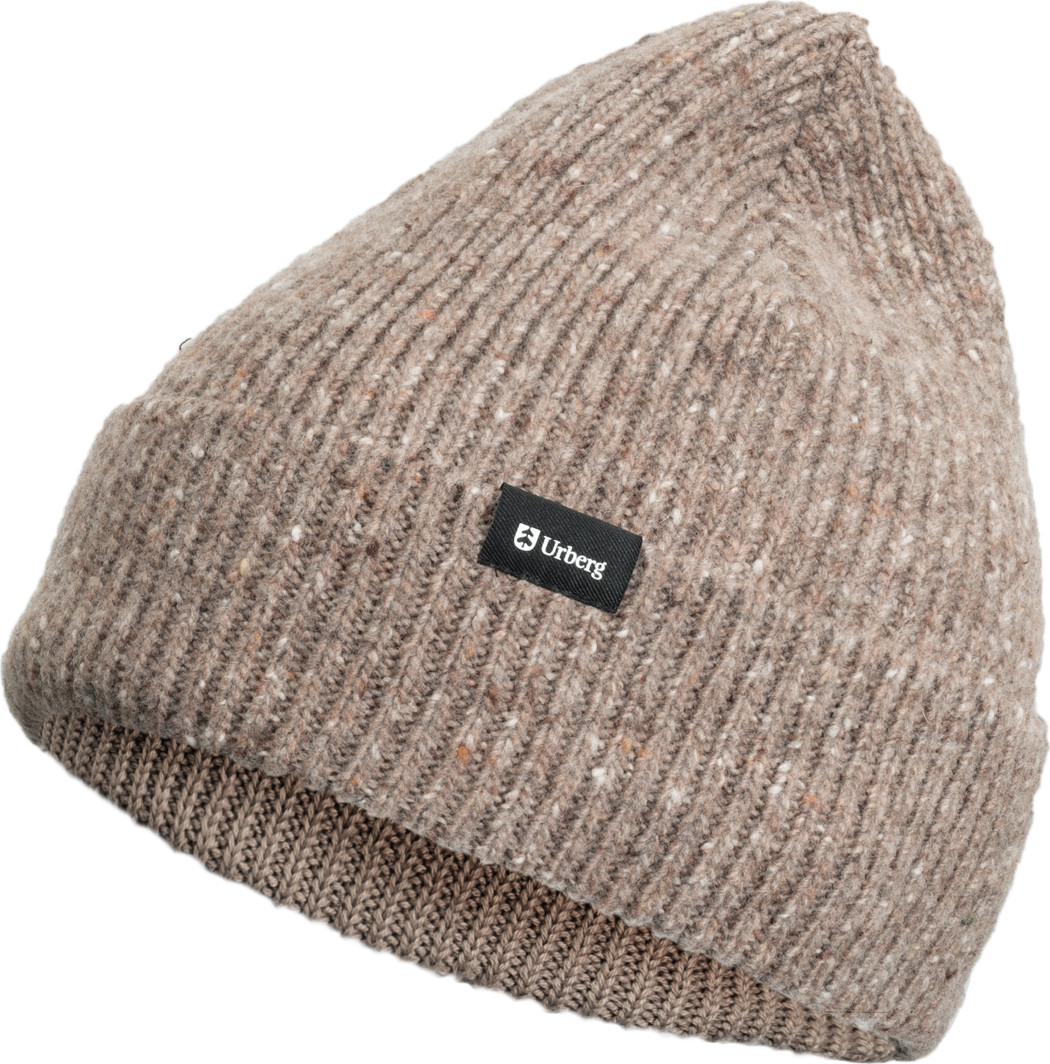 Urberg Unisex Knitted Wool Hat 1×1 Rib Beige Melange