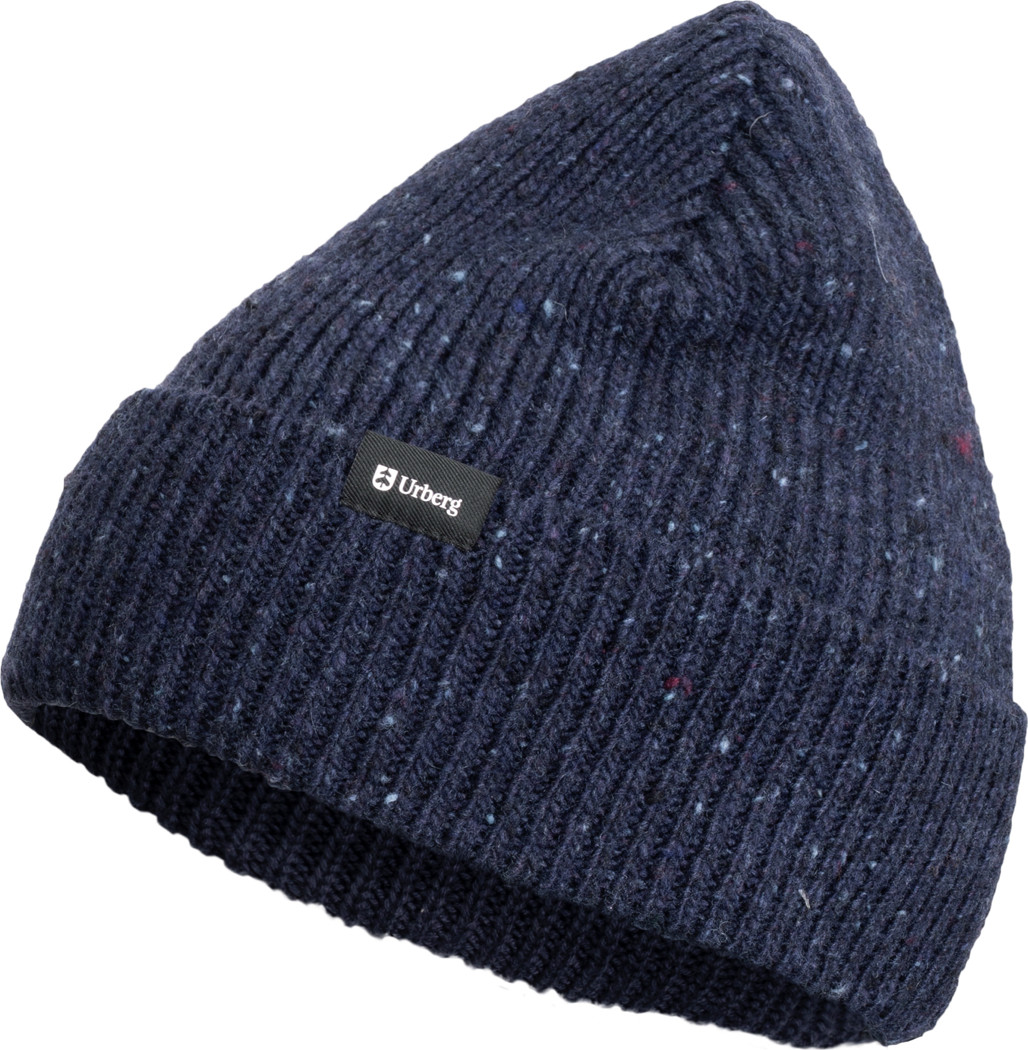 Urberg Unisex Knitted Wool Hat 1×1 Rib Blue Melange