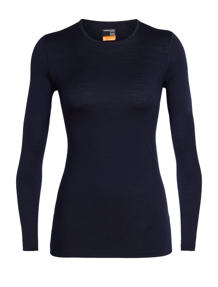 Icebreaker Women's 200 Oasis Long Sleeve Crewe Midnight Navy Icebreaker