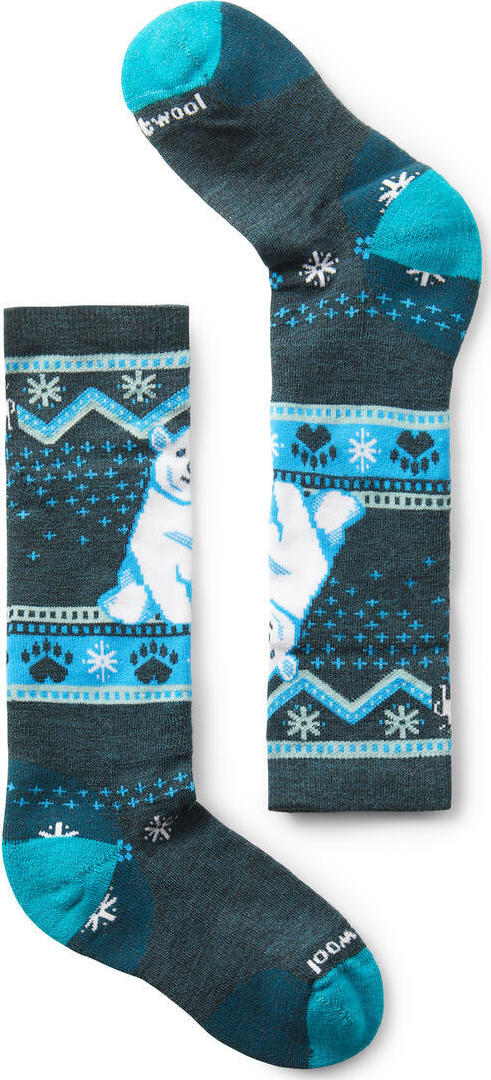 Smartwool Kids’ Wintersport Full Cushion Polar Bear Pattern OTC Socks Twilight Blue