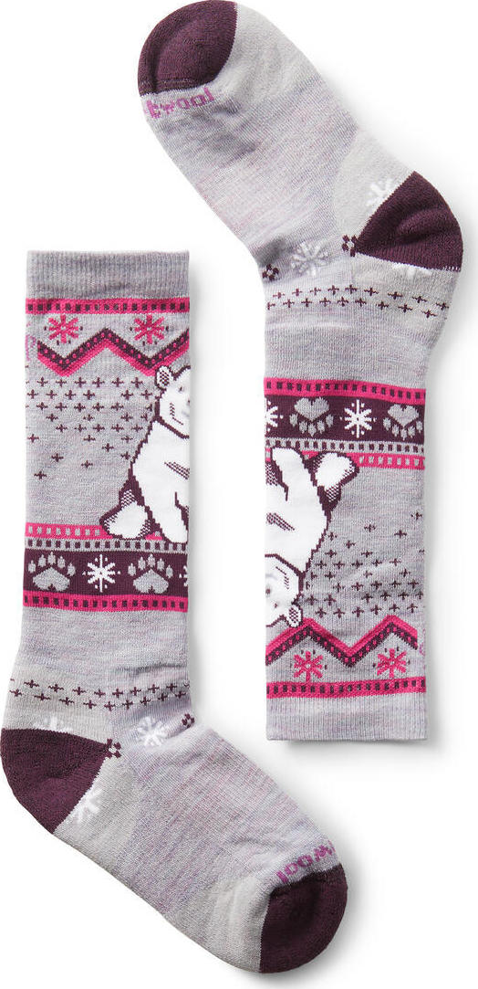 Smartwool Kids’ Wintersport Full Cushion Polar Bear Pattern OTC- Recycled Socks Purple Eclipse