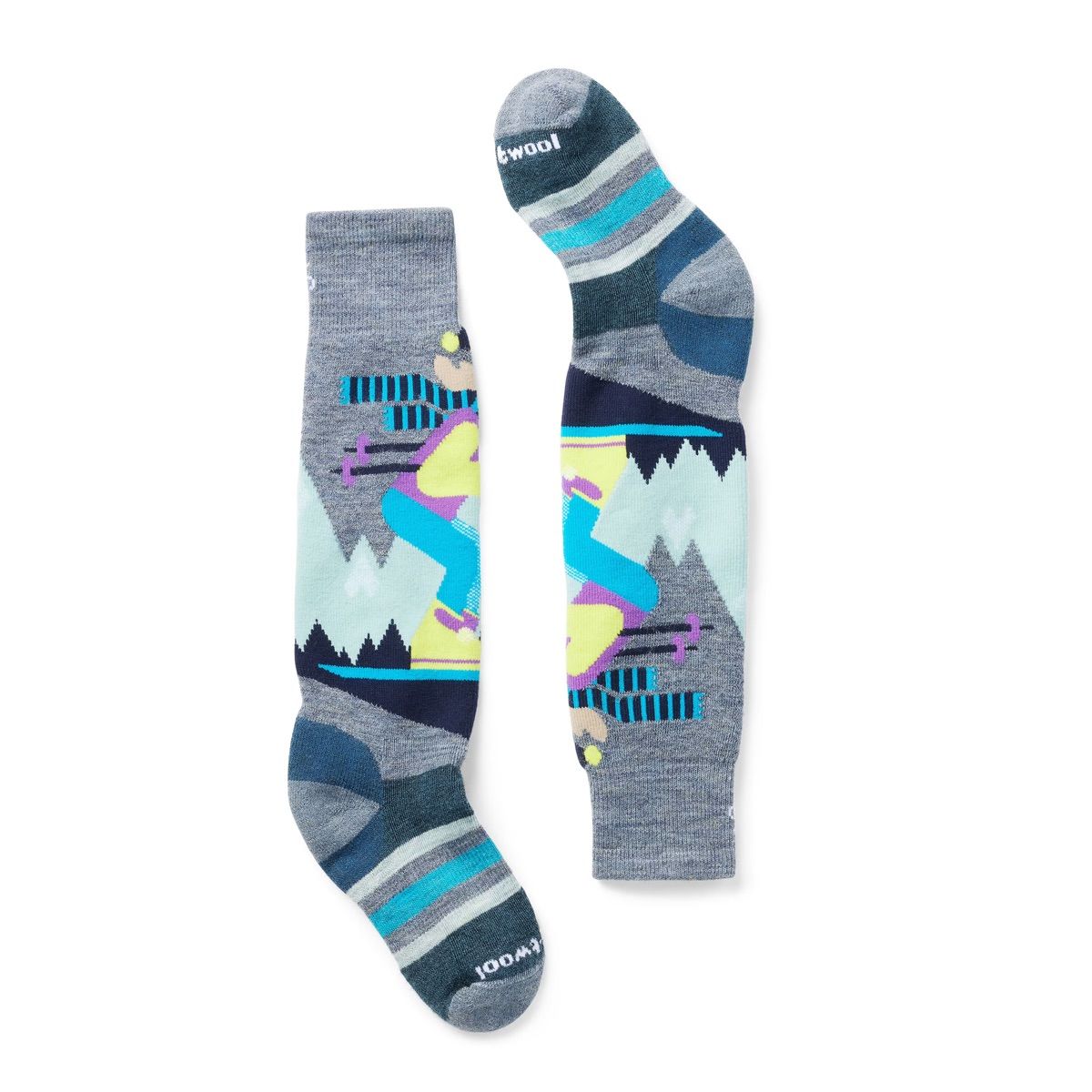 Smartwool K Wintersport Full Cushion Mountain Moose Pattern Otc Socks Pewter Blue