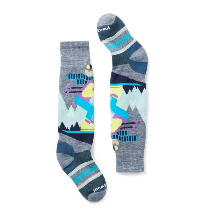 Smartwool K Wintersport Full Cushion Mountain Moose Pattern Otc Socks Pewter Blue Smartwool