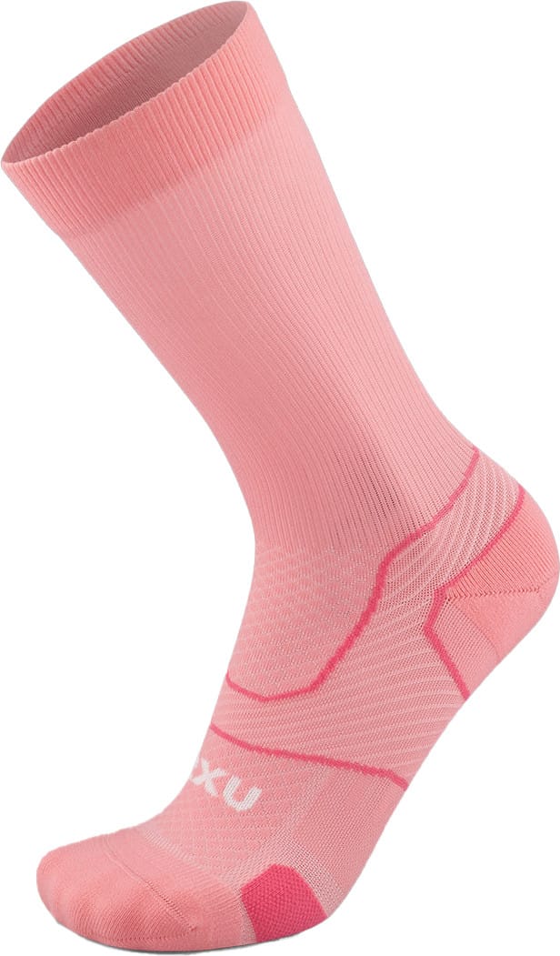 2XU Vectr Cushion Crew Socks Pink Glow/White