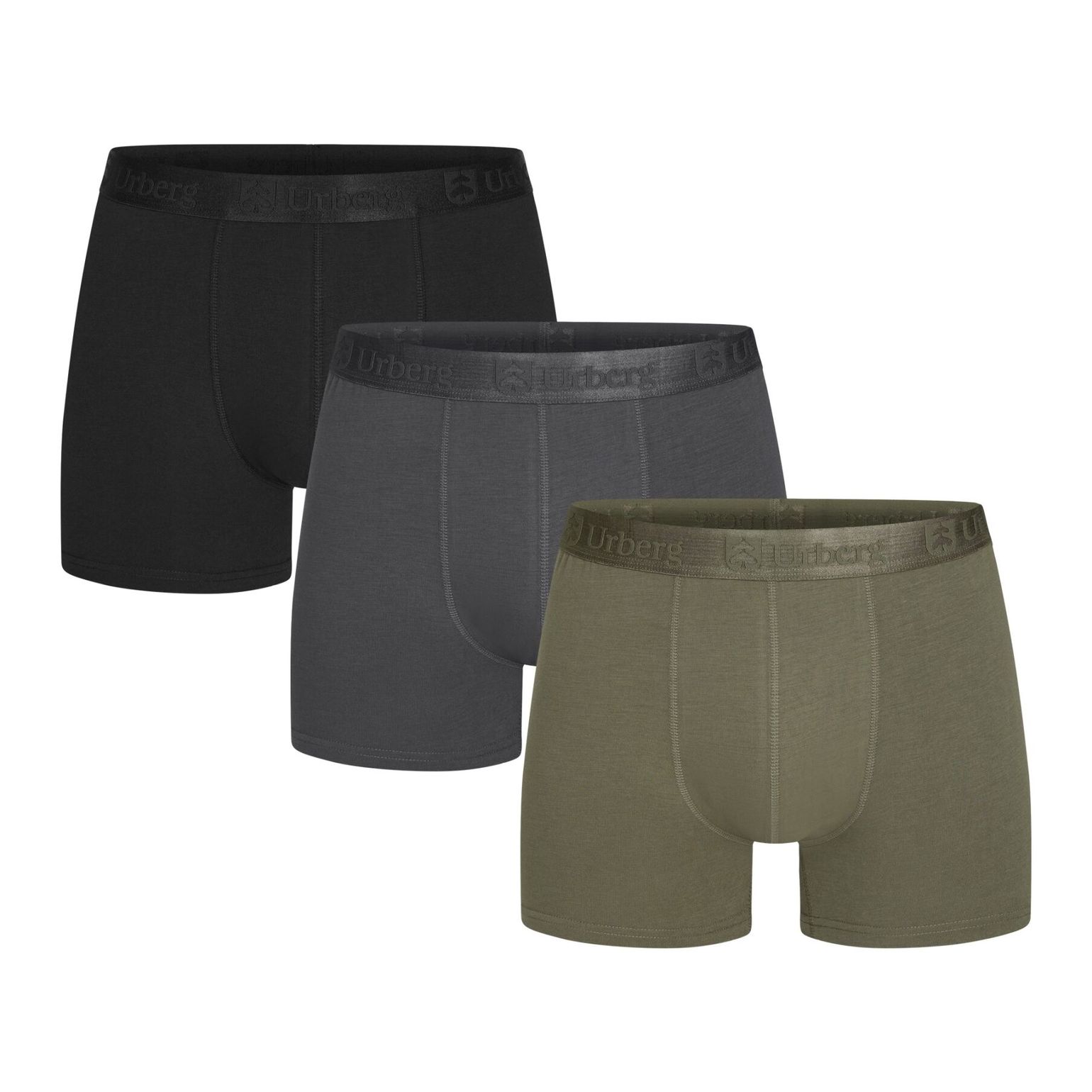 Urberg Men's Isane 3-pack Bamboo Boxers Grey/Black/Green