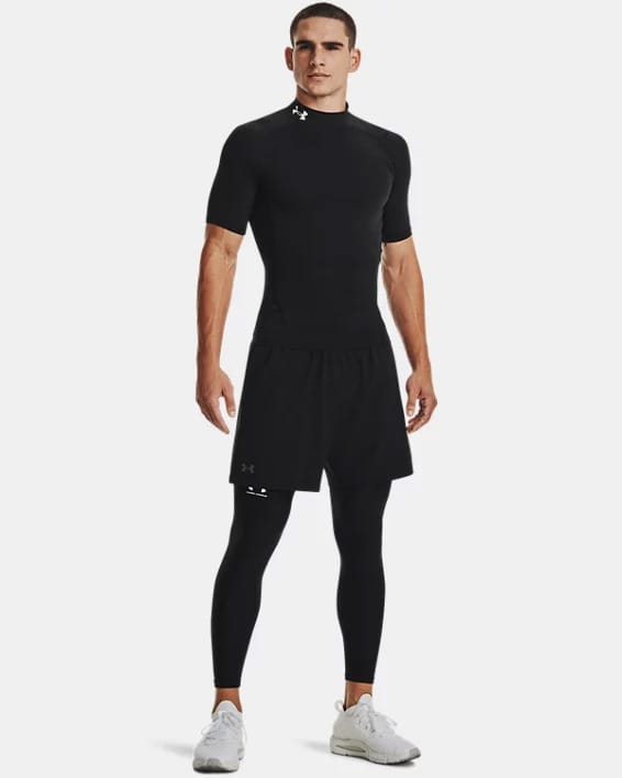 Under Armour Men's HeatGear Compression Mock Short Sleeve Black/White Under Armour