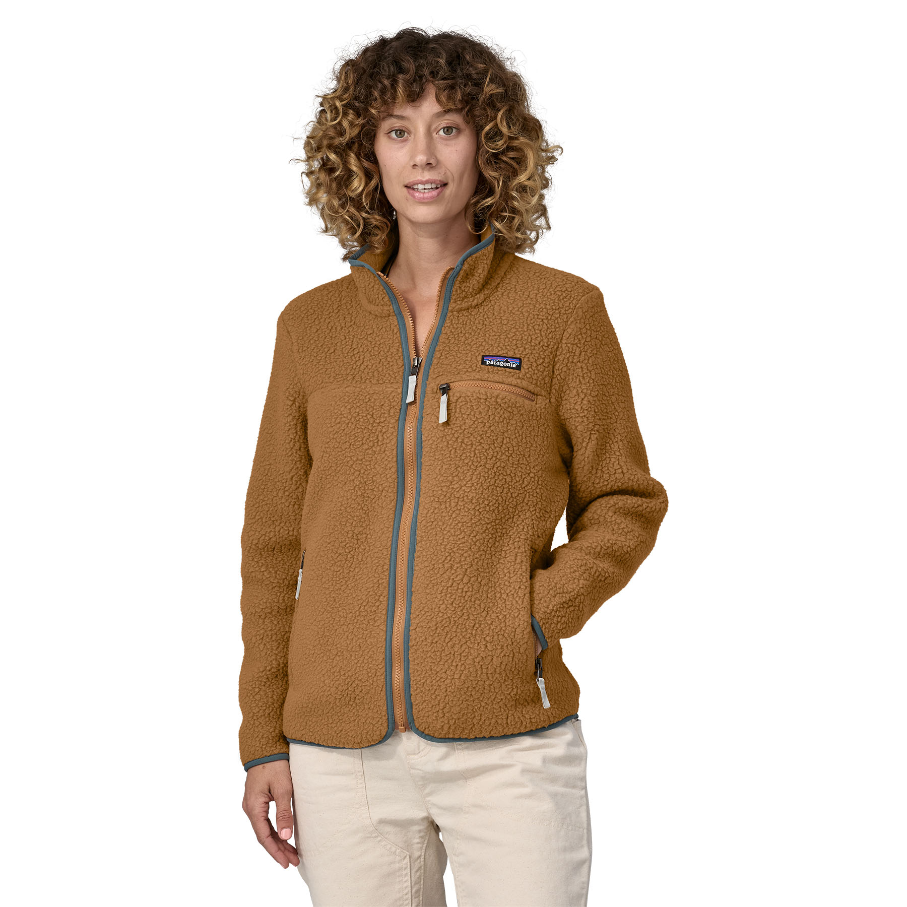 Patagonia W's Retro Pile Jkt Nest Brown w/Nouveau Green Felpe e pile Donna  : Snowleader